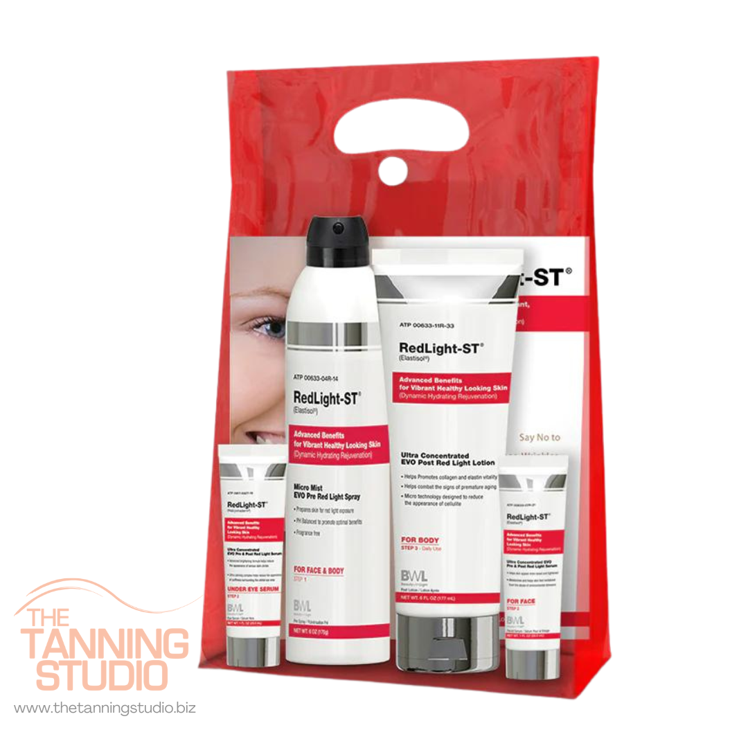 RedLight-ST Bundle by Beauty with Light. Includes Under Eye Serum, Face Serum, Pre Spray and Post Lotion. 