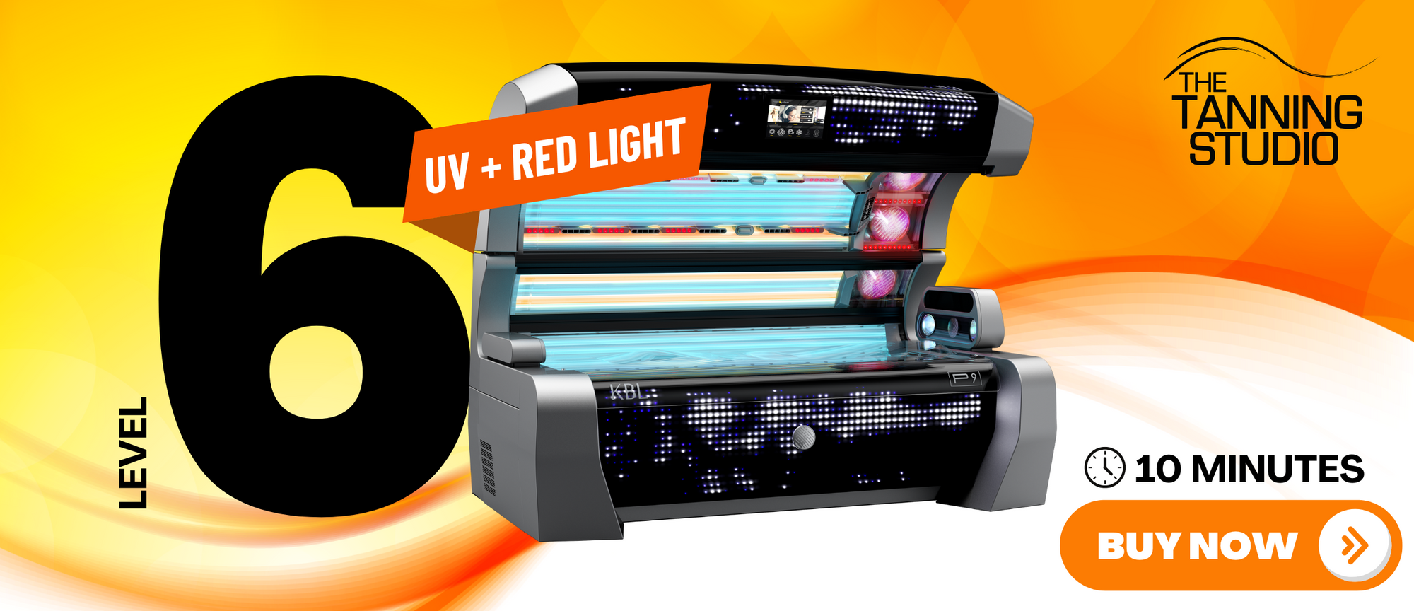 Level 6 Tanning Bed. 10 Minute Tan Time. UV + Red Light Therapy