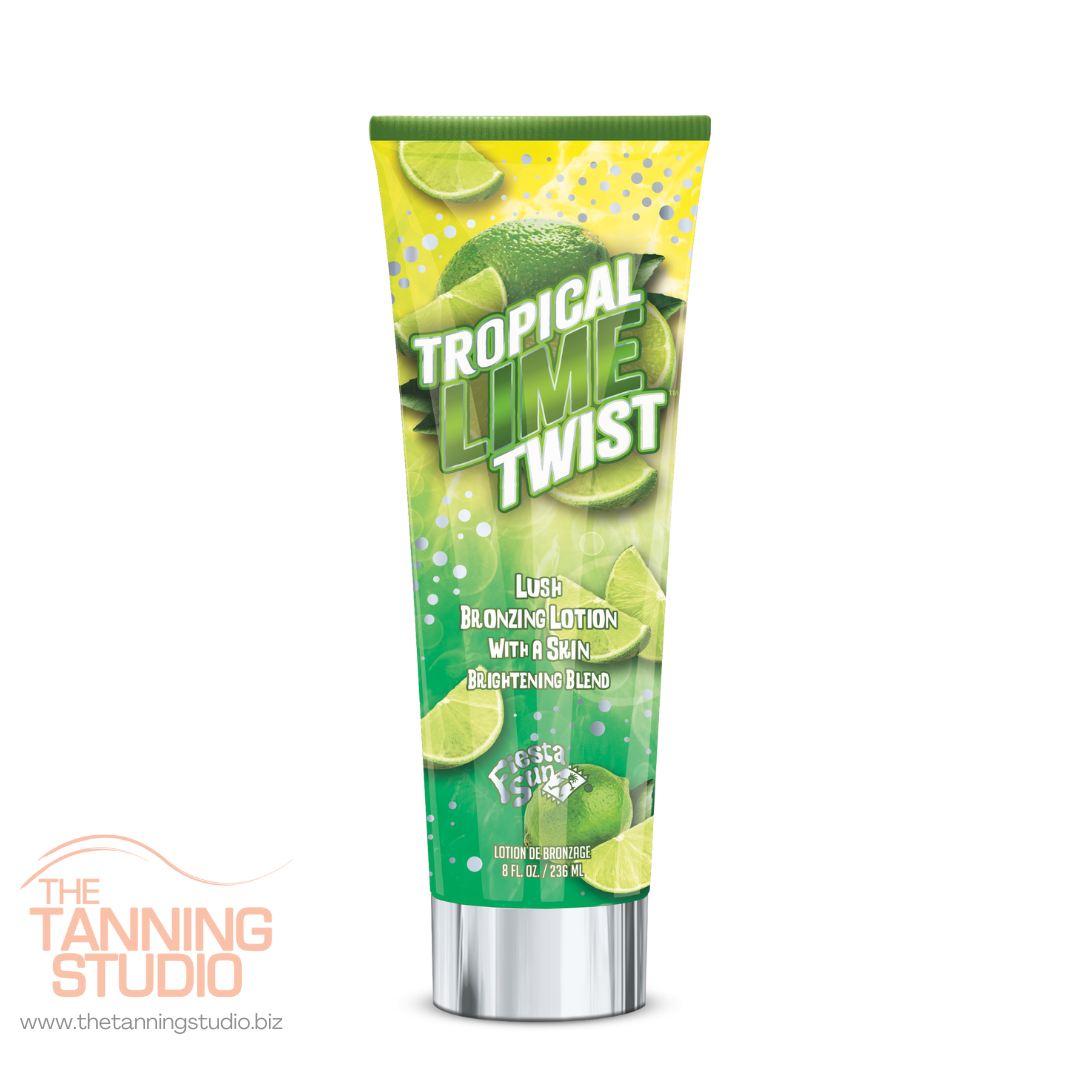 Tropical Lime Twist by Fiesta Sun. Lush bronzing lotion with a skin brightening blend.