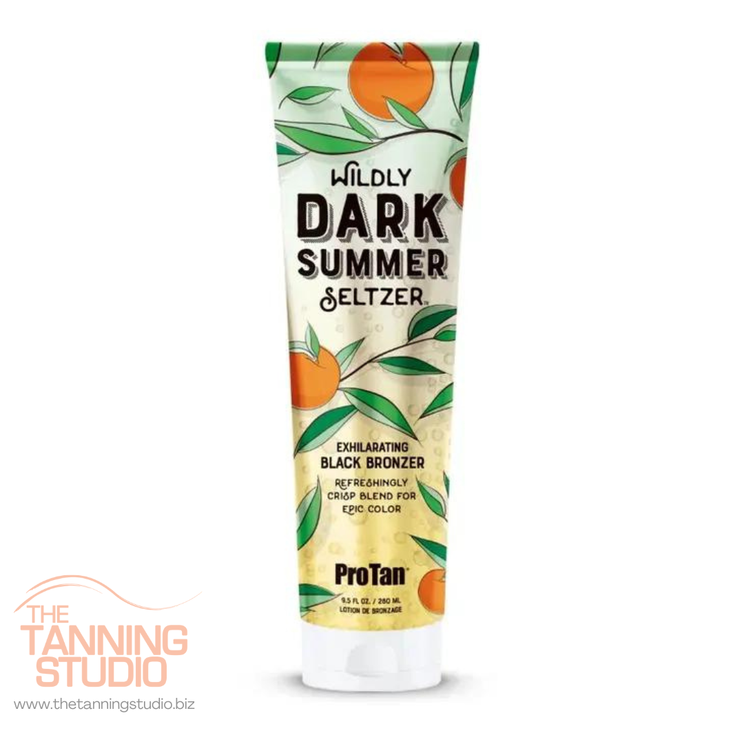 Wildly Dark Summer Seltzer by Pro Tan. Exhilarating black bronzer. Refreshingly crisp blend for epic color.